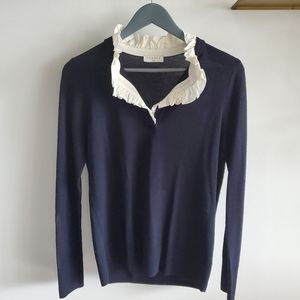 Sandro sweater NWOT Navy w/white